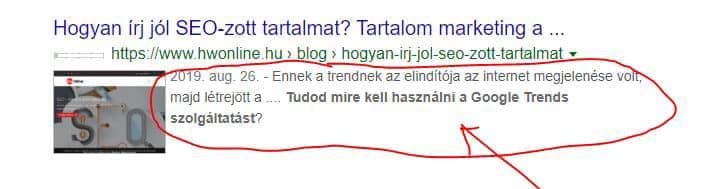 Description a SERP-ben