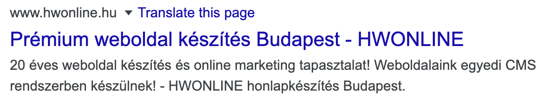 HWONLINE Google kereső elölnézet