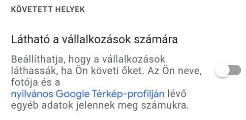 Követett helyek kezelése