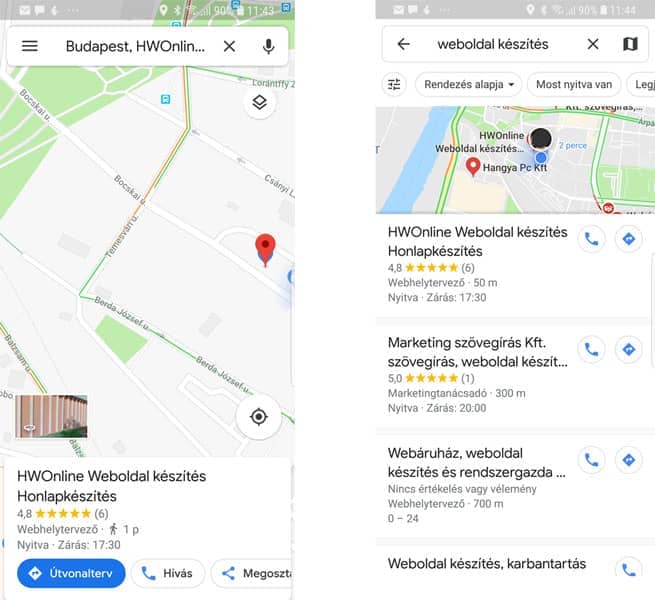 Google cégem térkép keresések