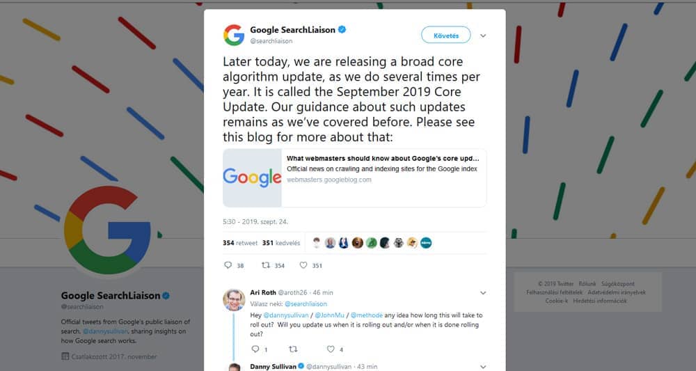 September 2019 Core Update twitter