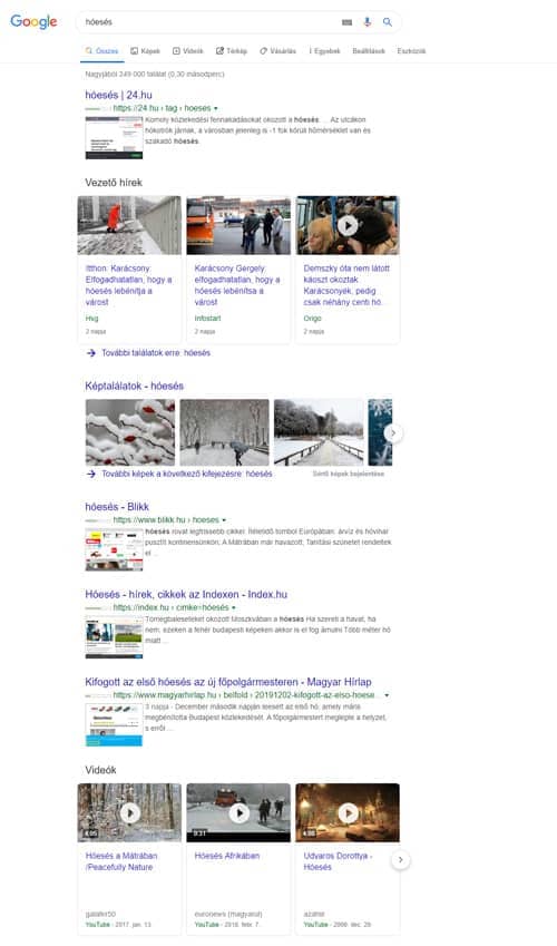 Vegyes találati lista